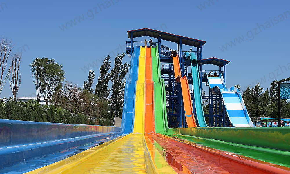 河北保定海森水上大世界彩虹滑梯、高速滑梯、家庭宽滑梯组合平台